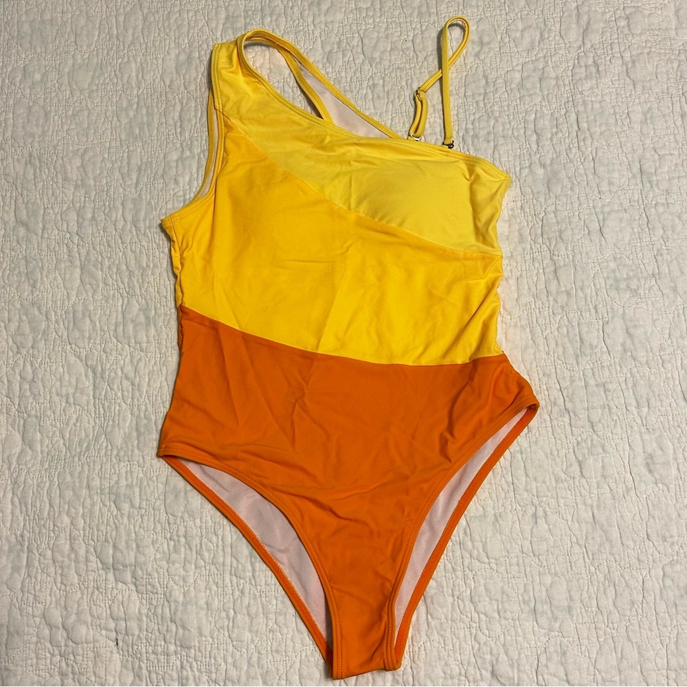 Unbranded 3 Color Diagonal Stripe Orange Yellow 1 Piece Sz Medium 2 Strap Split